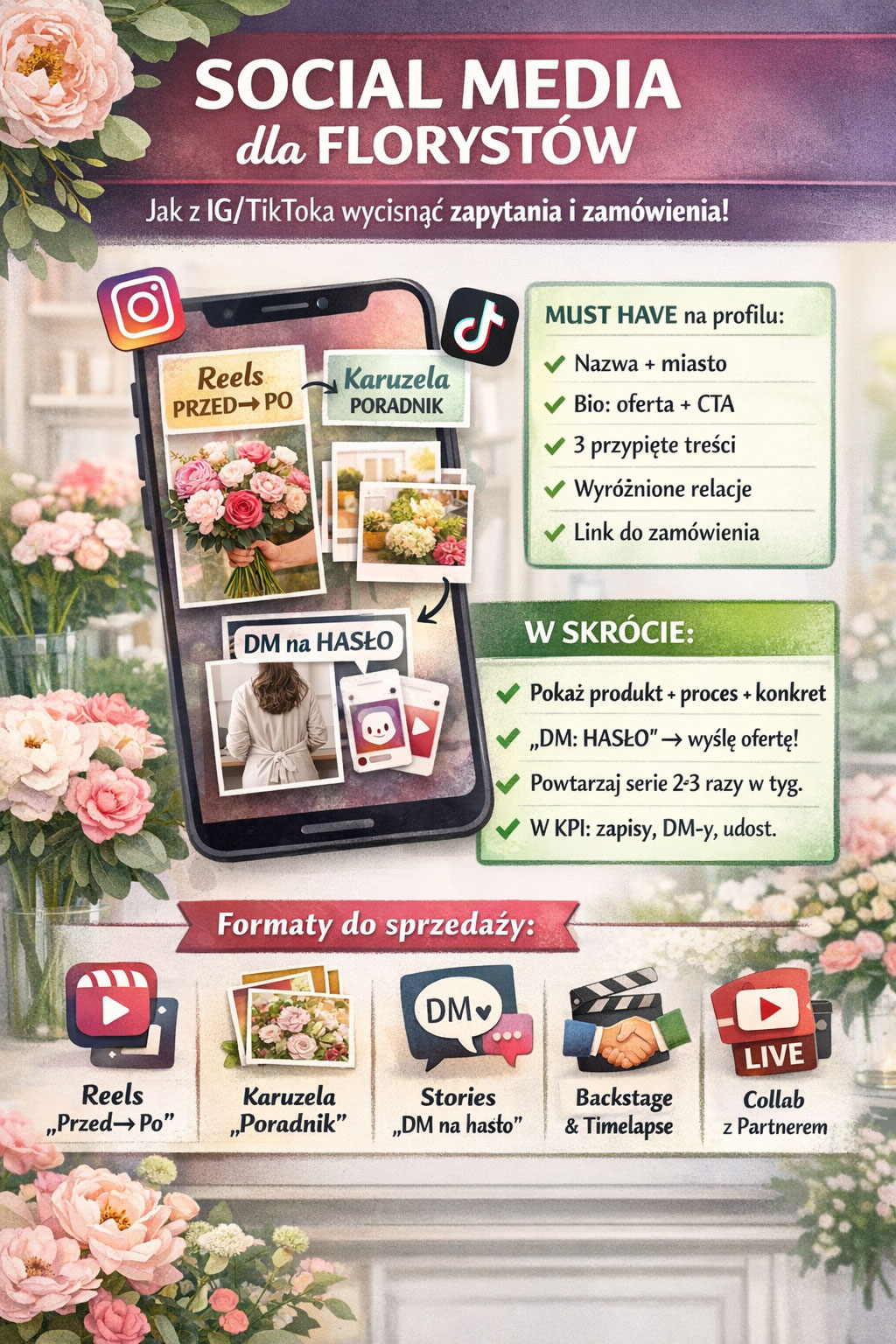 tik tok instagram dla florystów